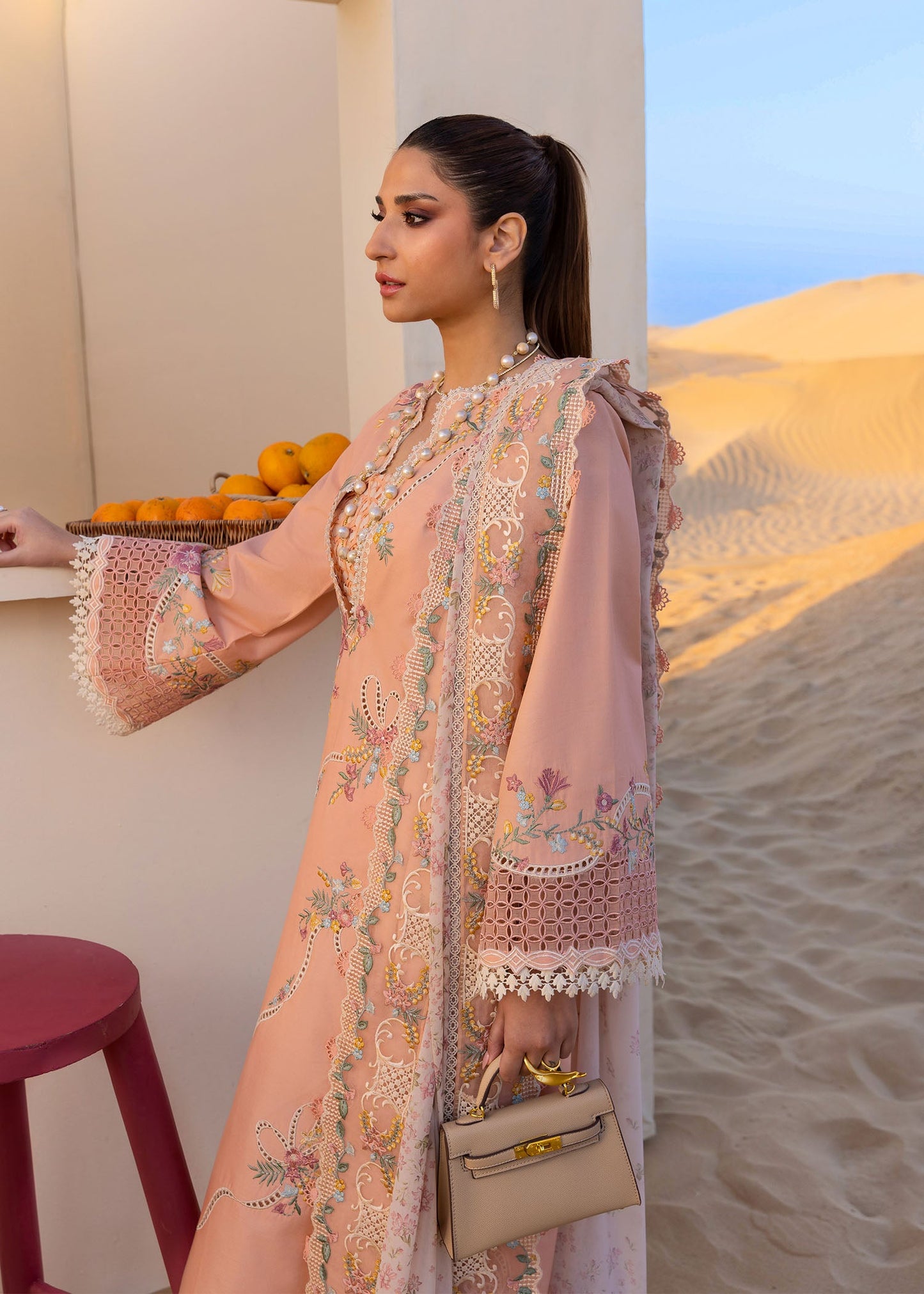 CRIMSON 3PC UNSTICHED LAWN EMBORIDED SHIRT ORGANZA EMBORIDED DUPATA WITH PATCHES