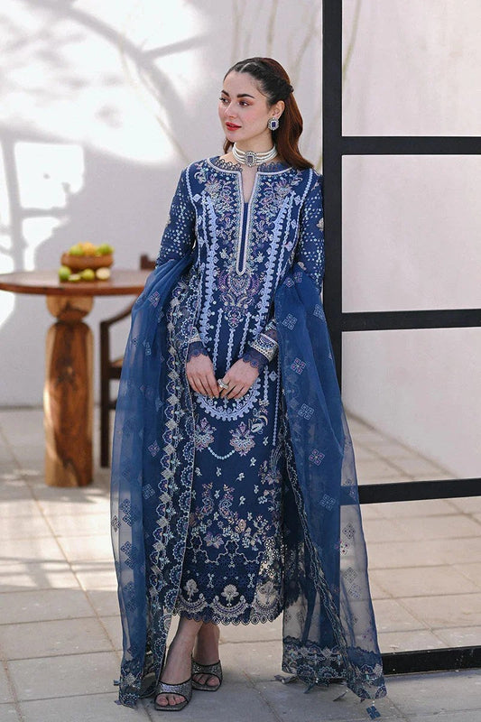 QALAMKAR 3PC LAWN EMBORIDED SHIRT ORGANZA EMBORIDED DUPATA