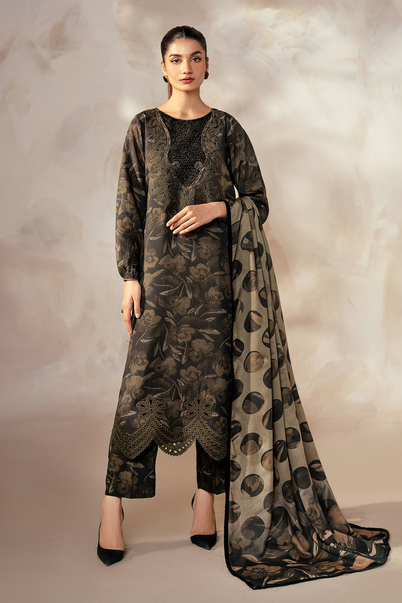 BAROQUE LAWN PRINTED 3PC SHIRT TROUSER DUPATA 666-IN