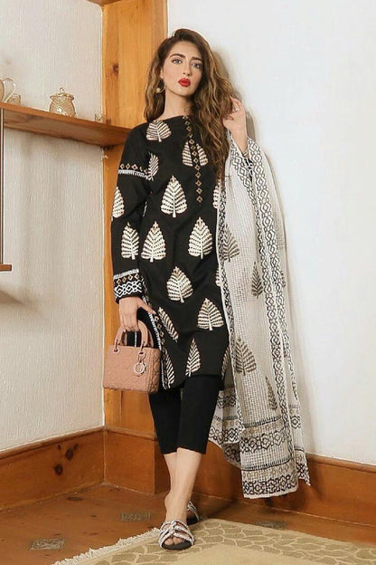 ASIM JOFA LAWN EMBORIDED SHIRT SLEEVES PLAIN TROUSER PRINTED DUPATA 65-IN