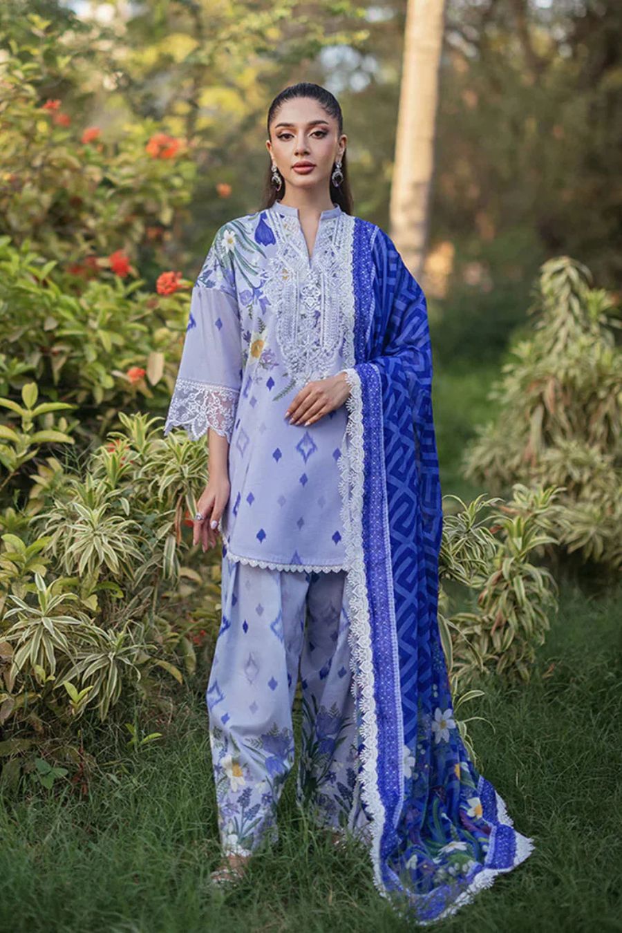 Zainab chttani 3PC LAWN PRINTED SHIRT TROUSER VOIL PRINTED DUPATA 088-IN