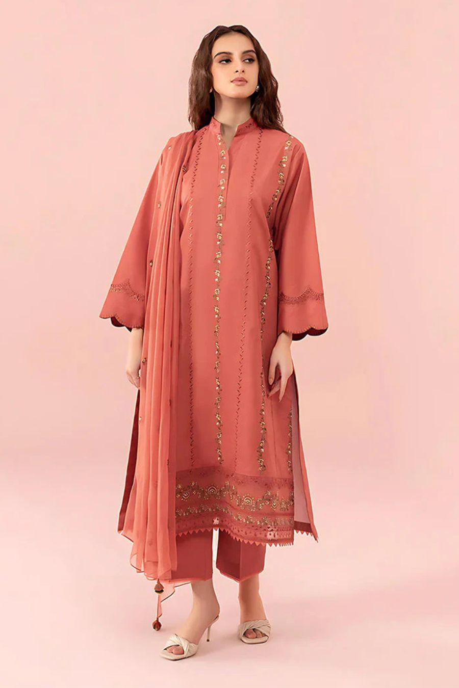 SAPPHIRE - 3PC LAWN EMBROIDERED SHIRT WITH CHIFFON EMBROIDERED DUPATTA AND TROUSER - HZG1505